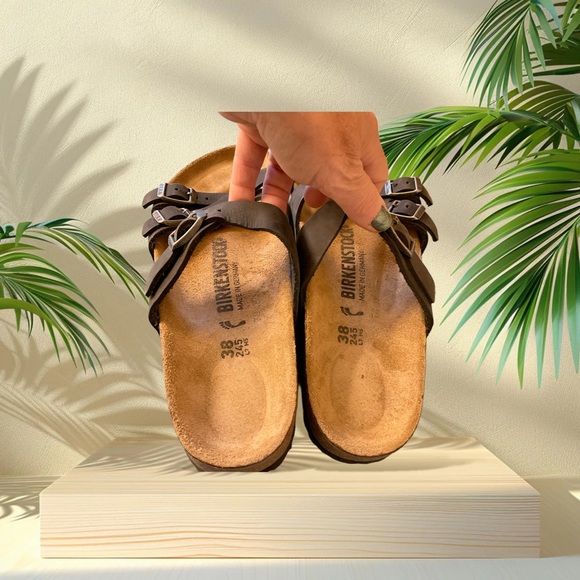 Birkenstock Women’s SZ 38 (7.5) Franca Oiled Leather Black Multi-Strap Sandals - Picture 2 of 4